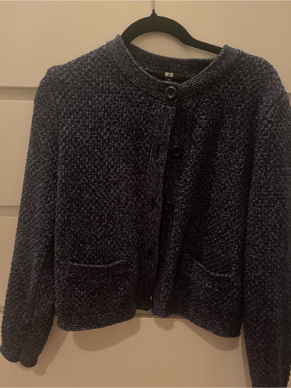 Uniqlo Women’s Navy Button-Front Chunky Knit Cardigan